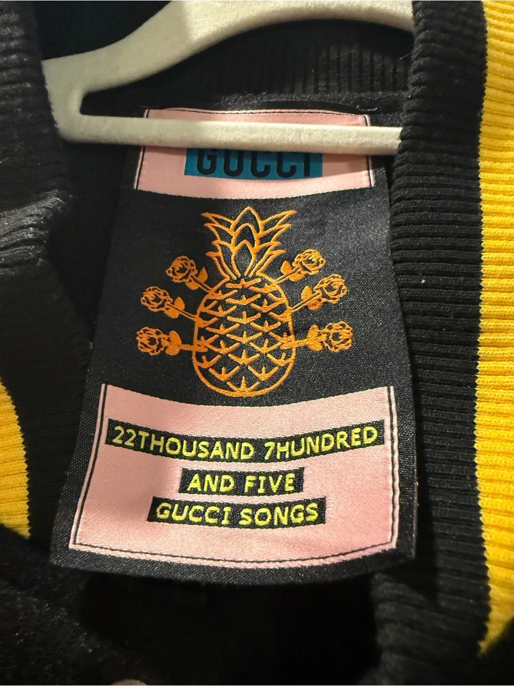 Gucci Black and Bright Yellow Letterman Jacket